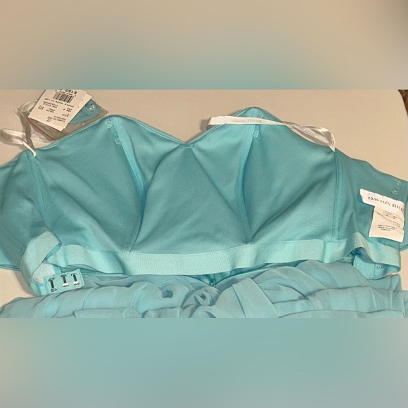 David’s Bridal Strapless Chiffon High Low Dress Size 4 Women’s Blue Beaded - Picture 13 of 13